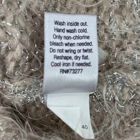 Jennifer Lopez Pullover Women's Sweater, Tan W/ Silver Threads, Sz. L *READ* - Picture 5 of 10